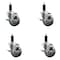 Service Caster 3.5'' Gray Poly Swivel 1-1/8'' Expanding Stem Caster Set with Brake, 4PK SCC-EX20S3514-PPUB-TLB-118-4 - alternate 1